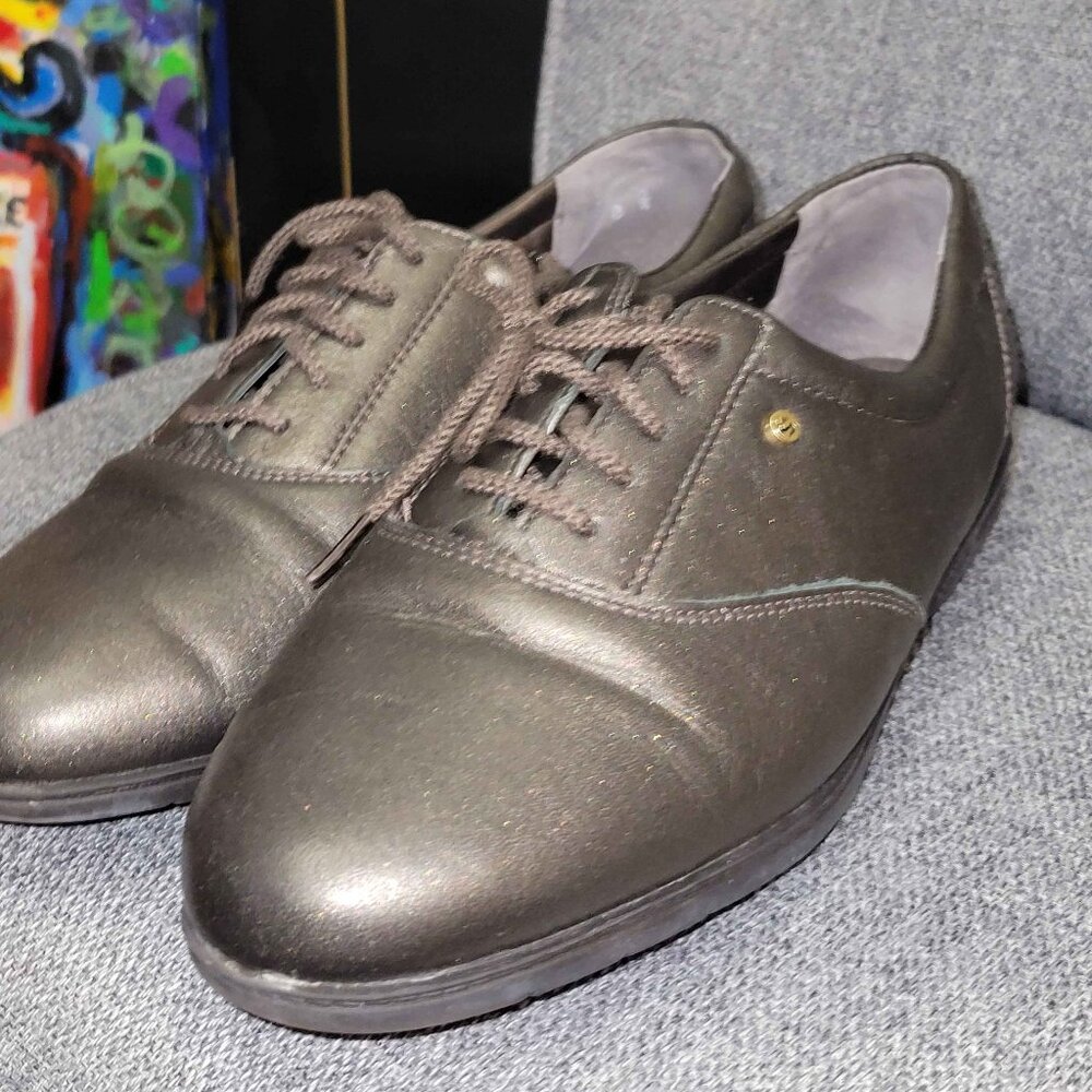 Easy Spirit Motion Leather Oxfords Dark Silver Leather Tennis Shoes
